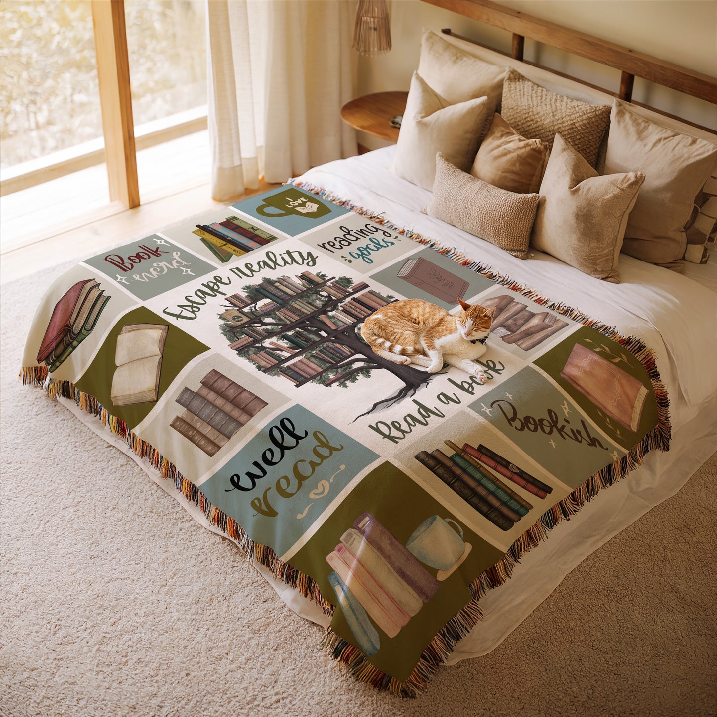 Escape Reality – Book Tree Woven Blanket