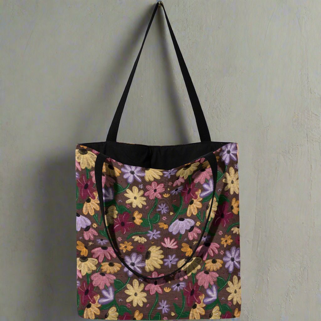Surprise Song Piano Floral Woven Tote-Offbeat Opulence