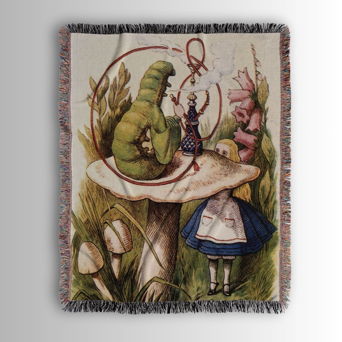 Alice in Wonderland Woven Blanket | Caterpillar and Alice