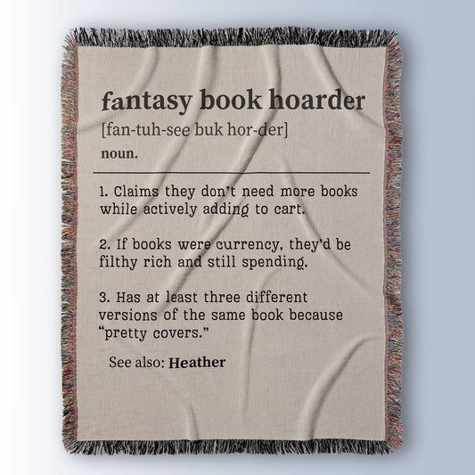 Personalized Fantasy Book Hoarder Woven Blanket – A Cozy Tribute to Book Addiction