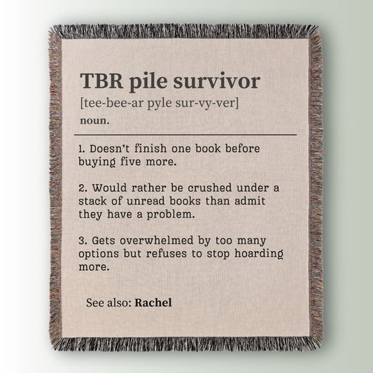 Personalized TBR Pile Survivor Woven Blanket – A Cozy Tribute to Book Hoarders