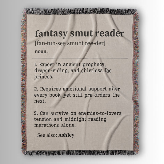 Personalized Fantasy Smut Reader Woven Blanket – A Cozy Tribute to Bookish Obsessions