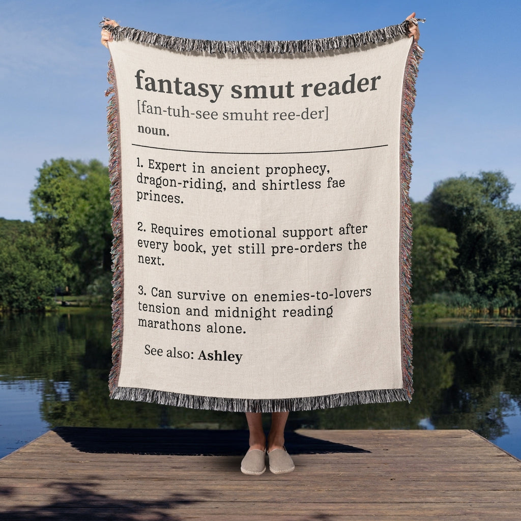 Personalized Fantasy Smut Reader Woven Blanket – A Cozy Tribute to Bookish Obsessions-Offbeat Opulence