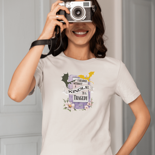 A Reader Without a Kindle Is a Tragedy T-Shirt – Fourth Wing Inspired Bookish Tee - Offbeat Opulence