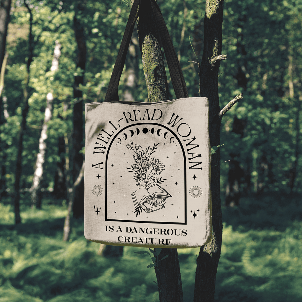 A Well-Read Woman Woven Tote Bag-Offbeat Opulence