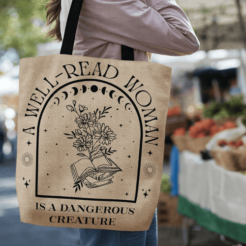 A Well-Read Woman Woven Tote Bag-Offbeat Opulence