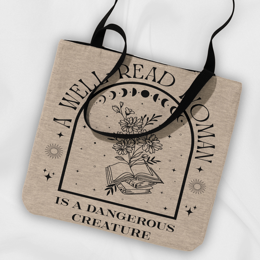 A Well-Read Woman Woven Tote Bag-Offbeat Opulence