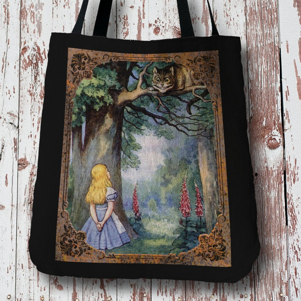 Alice in Wonderland Cheshire Cat Woven Tote – A Classic Literary Companion-Offbeat Opulence