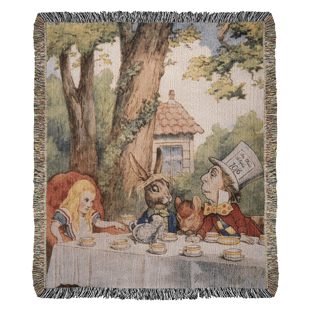 Alice in Wonderland Mad Hatter Tea Party Woven Blanket - Offbeat Opulence