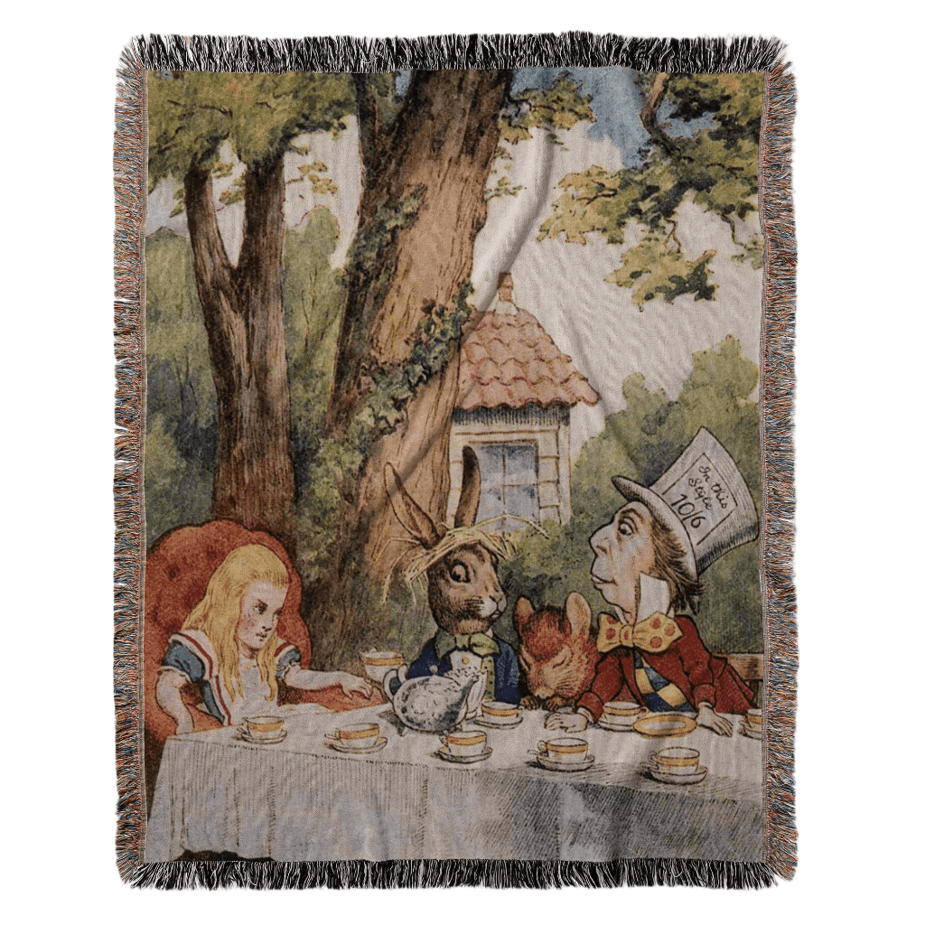 Alice in Wonderland Mad Hatter Tea Party Woven Blanket-Offbeat Opulence