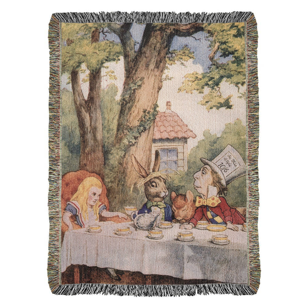 Alice in Wonderland Mad Hatter Tea Party Woven Blanket - Offbeat Opulence