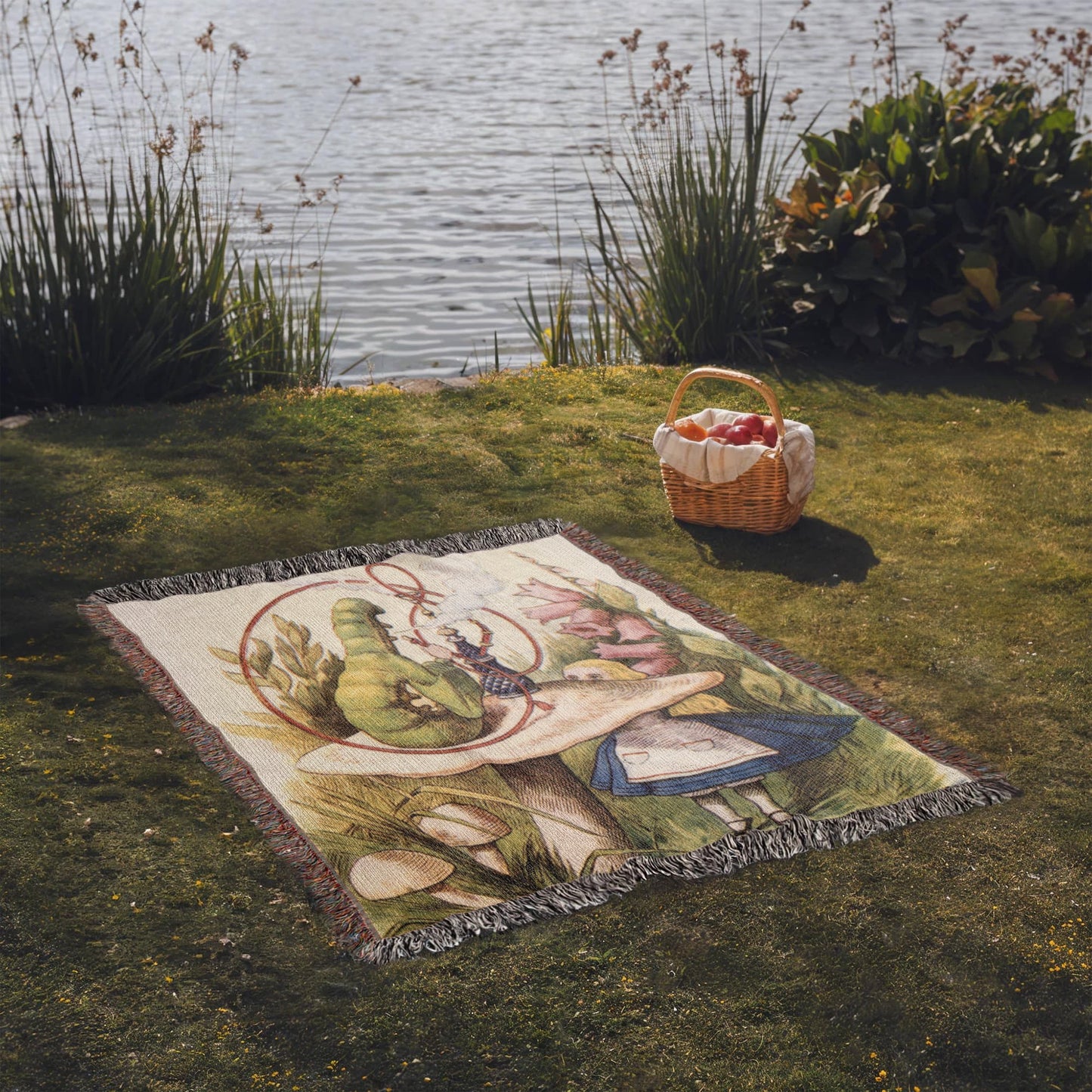 Alice & the Caterpillar Woven Blanket – A Whimsical Wonderland Keepsake - Offbeat Opulence