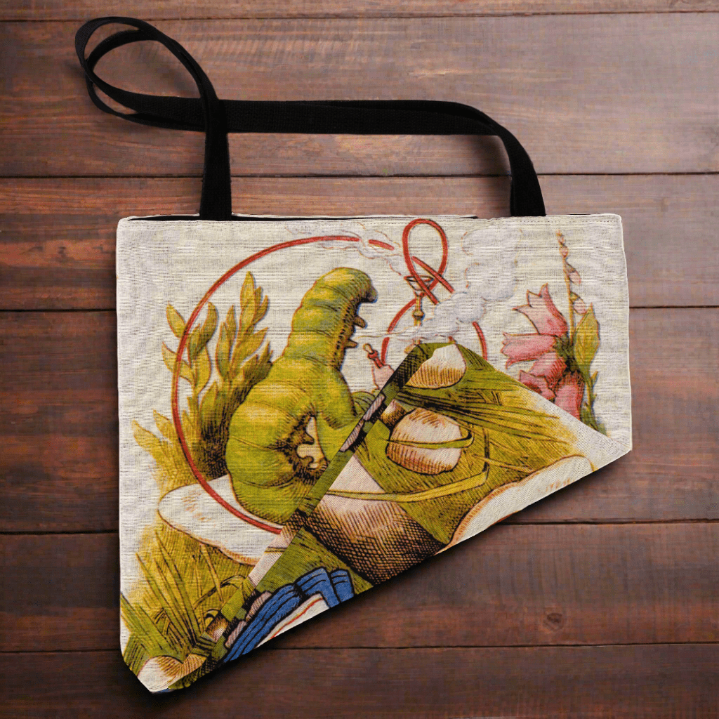 Alice & the Caterpillar Woven Tote – A Classic Wonderland Statement-Offbeat Opulence