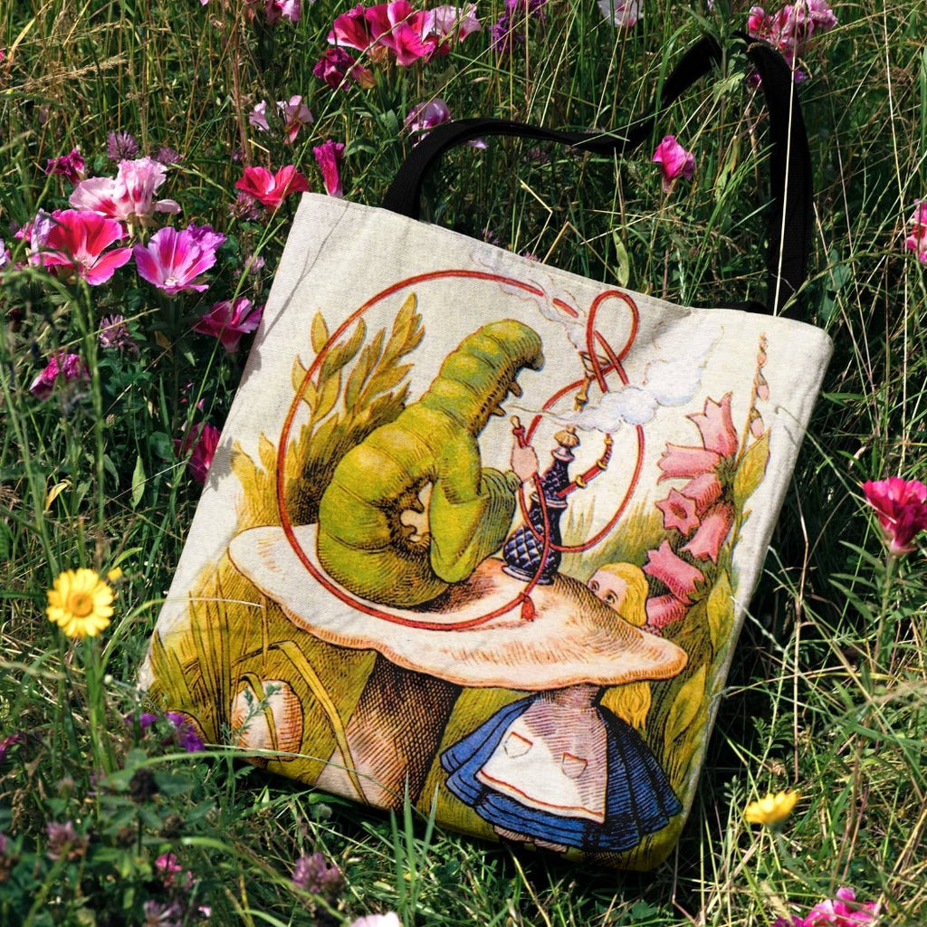 Alice & the Caterpillar Woven Tote – A Classic Wonderland Statement-Offbeat Opulence