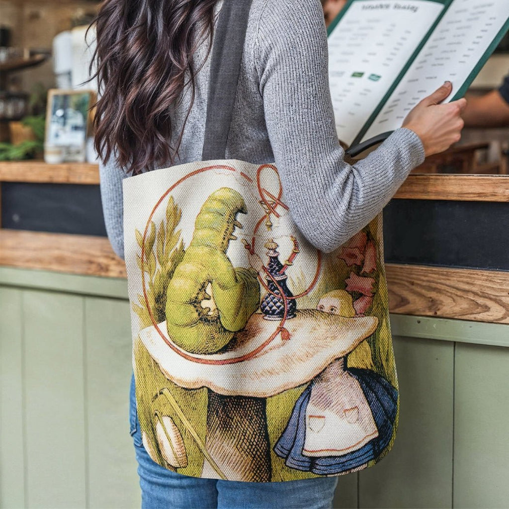 Alice & the Caterpillar Woven Tote – A Classic Wonderland Statement-Offbeat Opulence