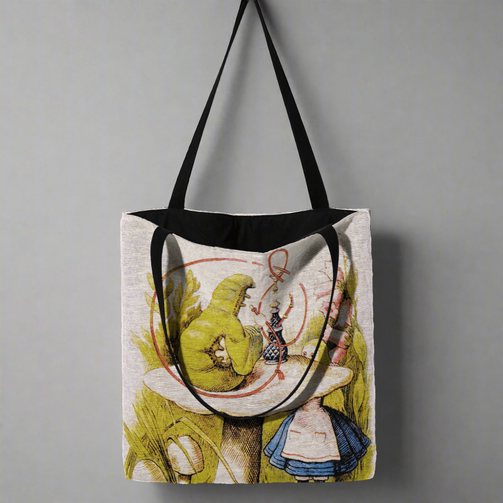 Alice & the Caterpillar Woven Tote – A Classic Wonderland Statement - Offbeat Opulence