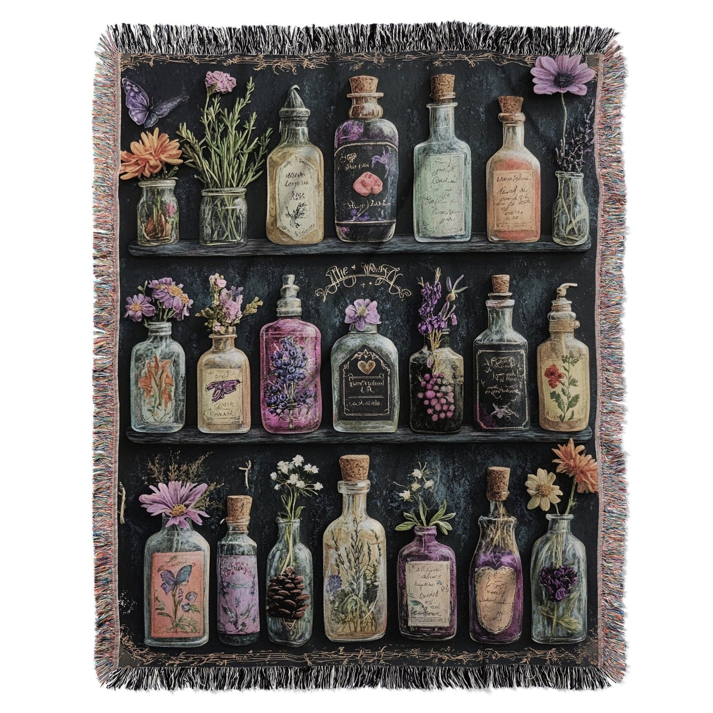 Apothecary Shelves Watercolor Woven Blanket - Offbeat Opulence