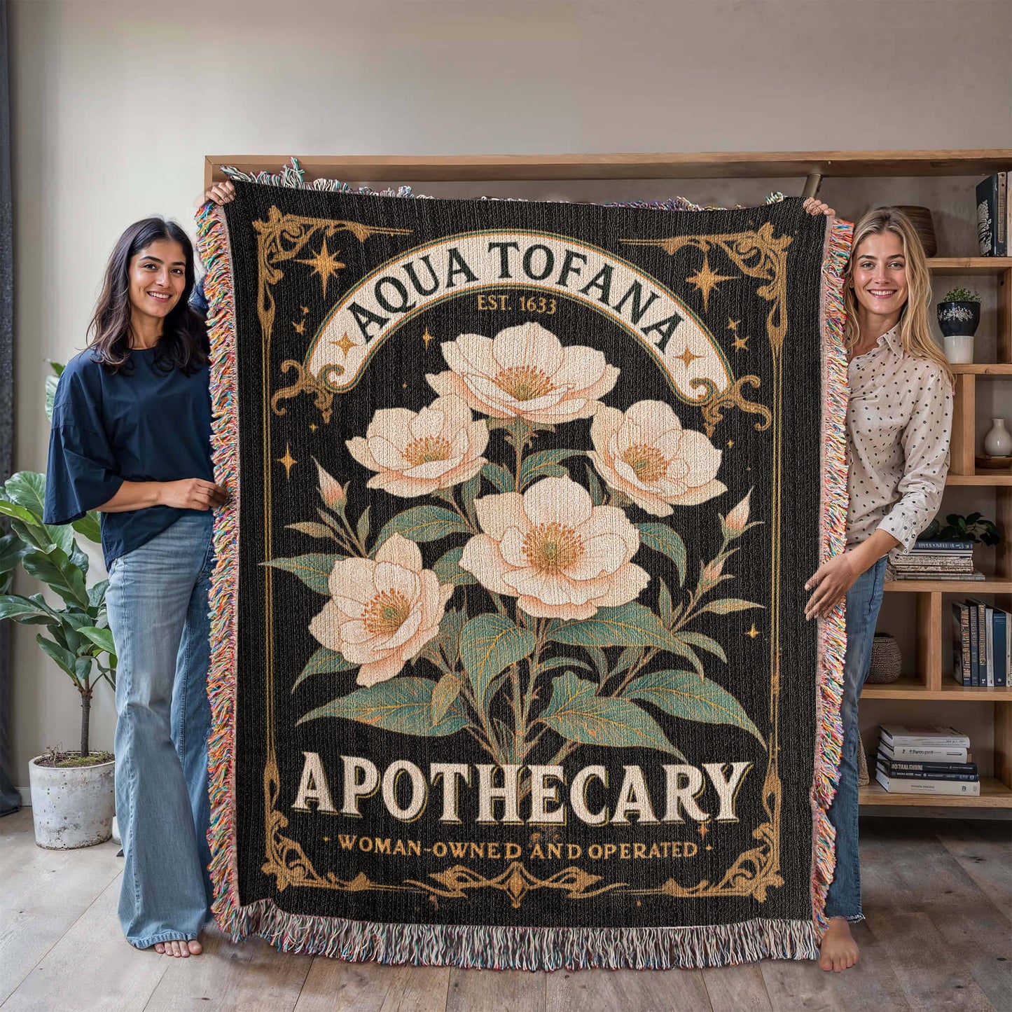 Aqua Tofana Apothecary Woven Blanket - Offbeat Opulence