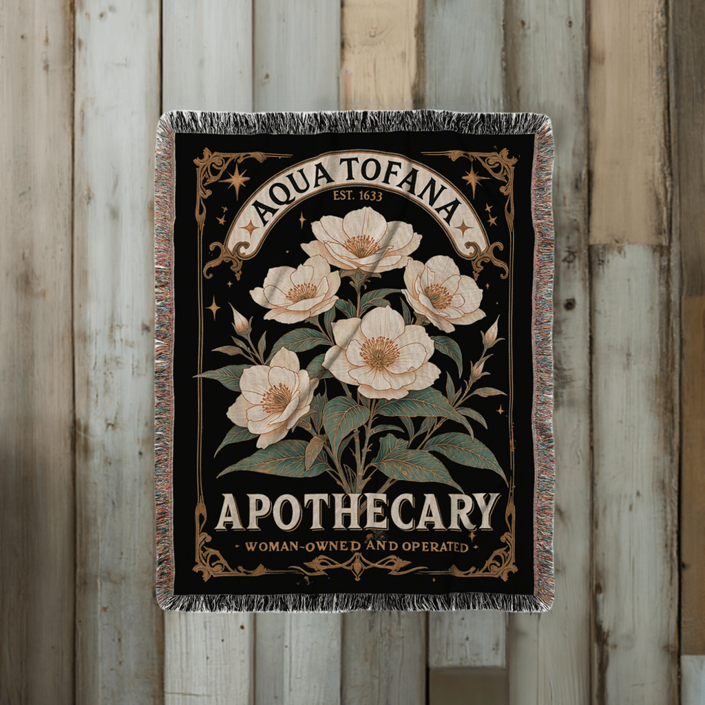 Aqua Tofana Apothecary Woven Blanket - Offbeat Opulence