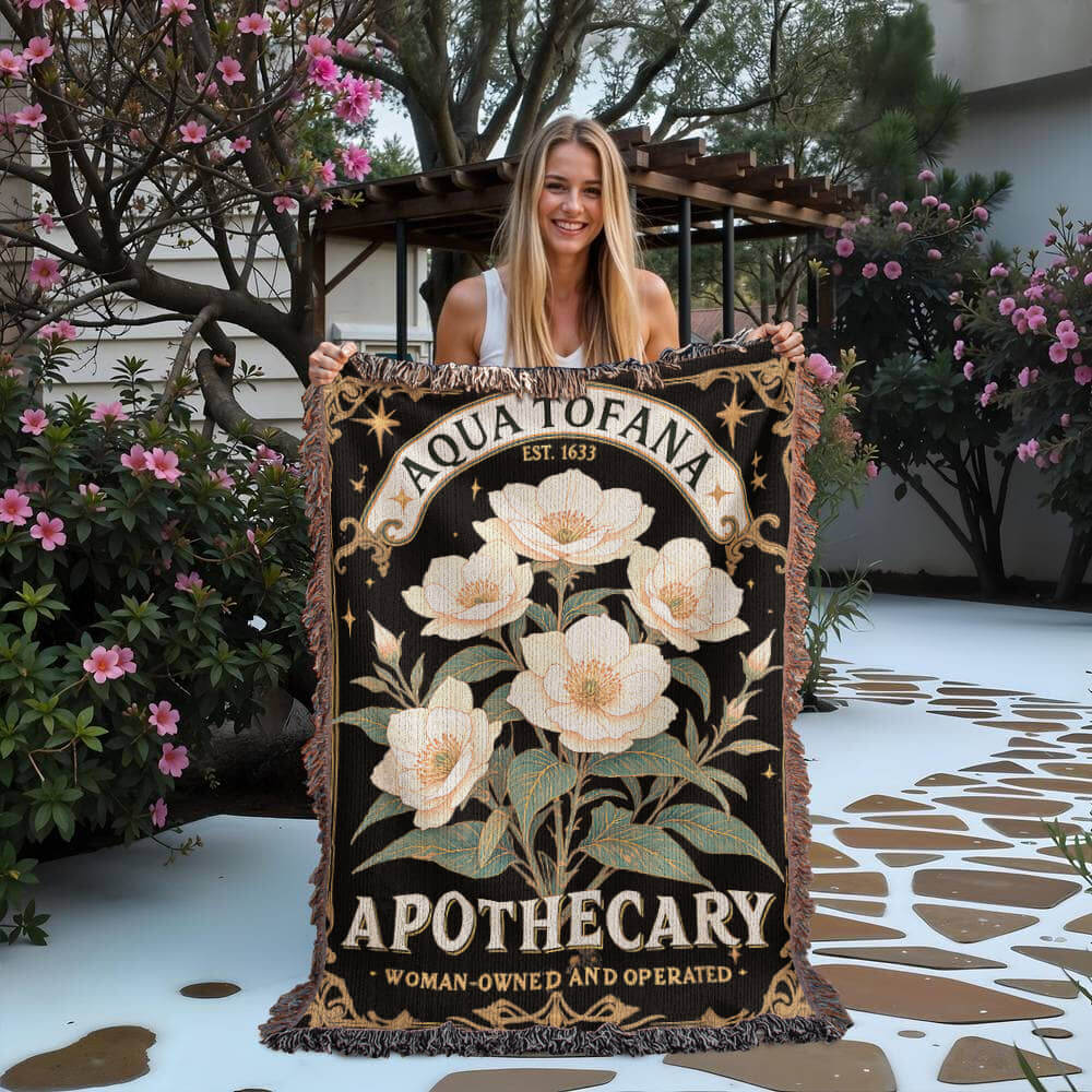Aqua Tofana Apothecary Woven Blanket-Offbeat Opulence