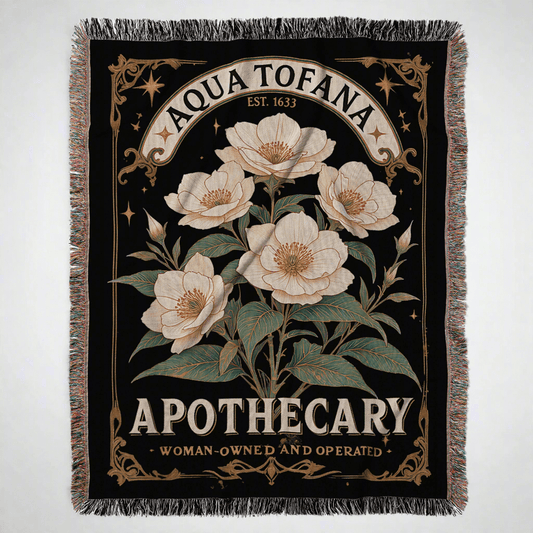 Aqua Tofana Apothecary Woven Blanket - Offbeat Opulence