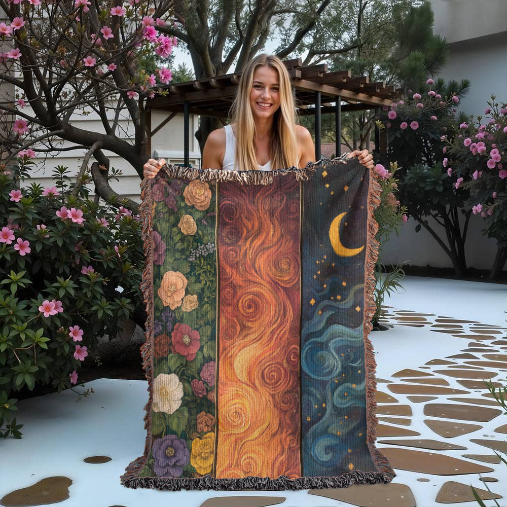 Archeron Sisters' Dresser Woven Blanket – A Tribute to the Strength of Three Sisters-Offbeat Opulence