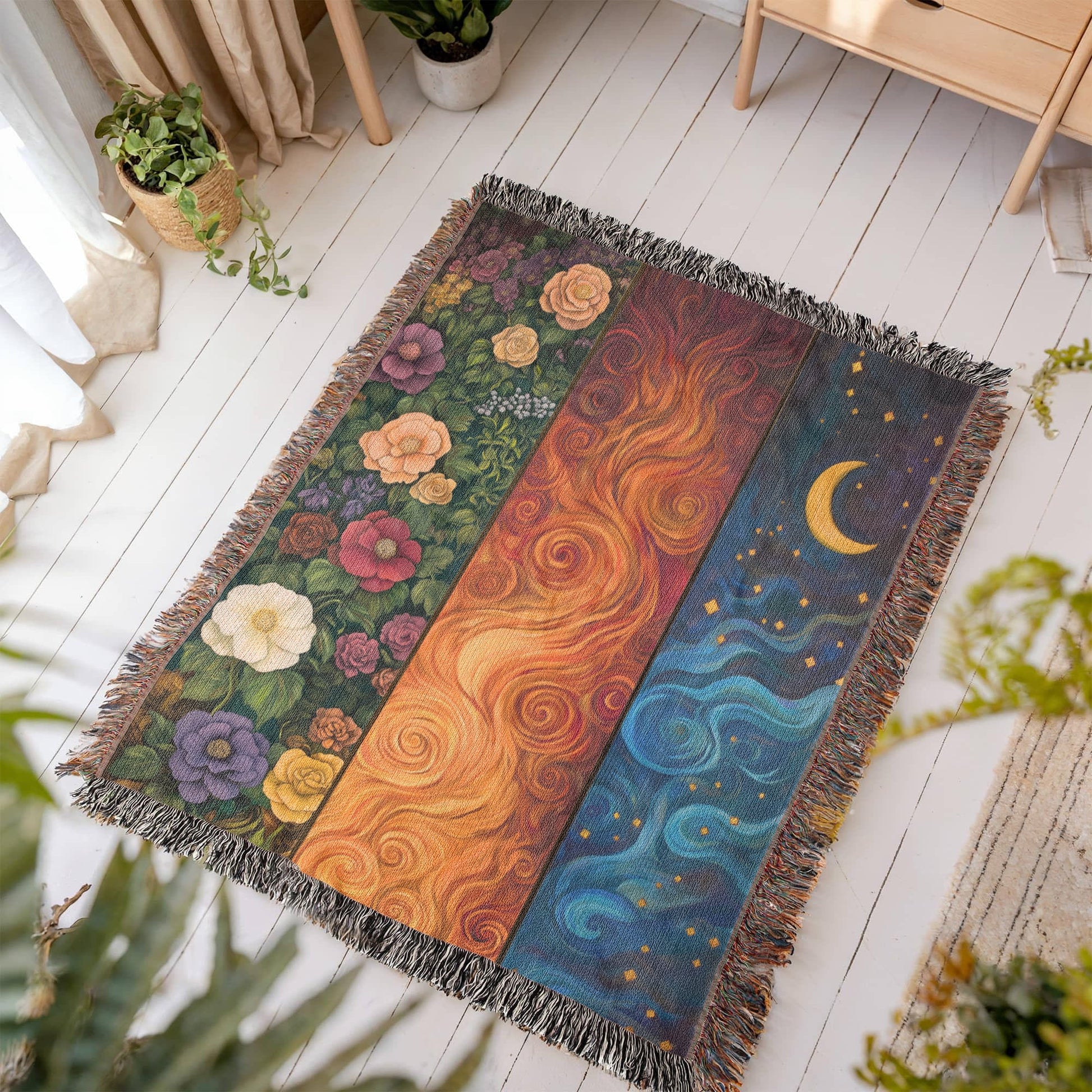 Archeron Sisters' Dresser Woven Blanket – A Tribute to the Strength of Three Sisters-Offbeat Opulence
