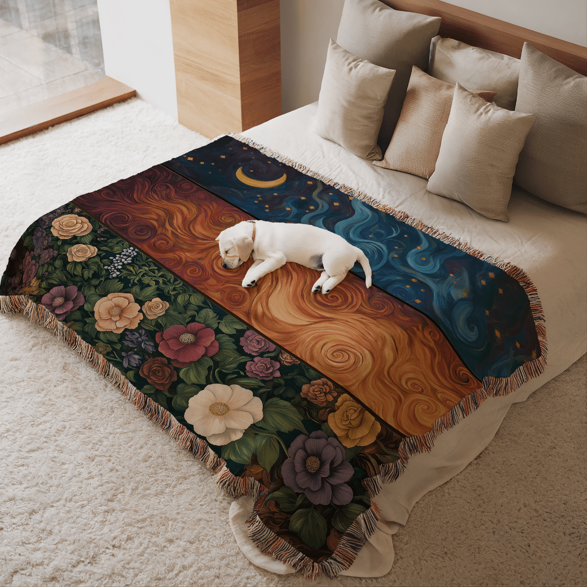 Archeron Sisters' Dresser Woven Blanket – A Tribute to the Strength of Three Sisters-Offbeat Opulence