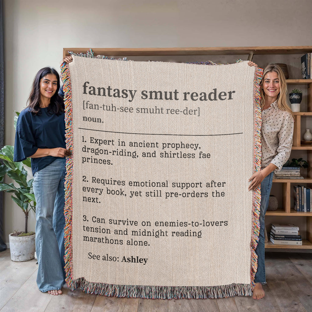 Personalized Fantasy Smut Reader Woven Blanket – A Cozy Tribute to Bookish Obsessions-Offbeat Opulence