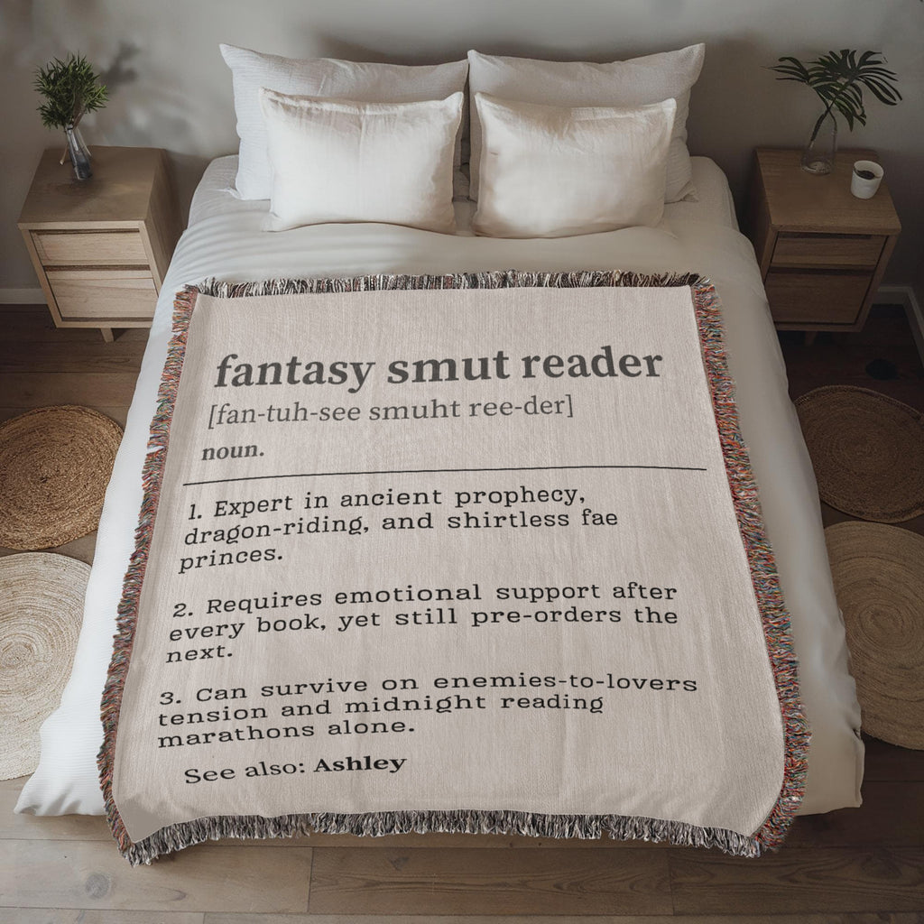 Personalized Fantasy Smut Reader Woven Blanket – A Cozy Tribute to Bookish Obsessions-Offbeat Opulence