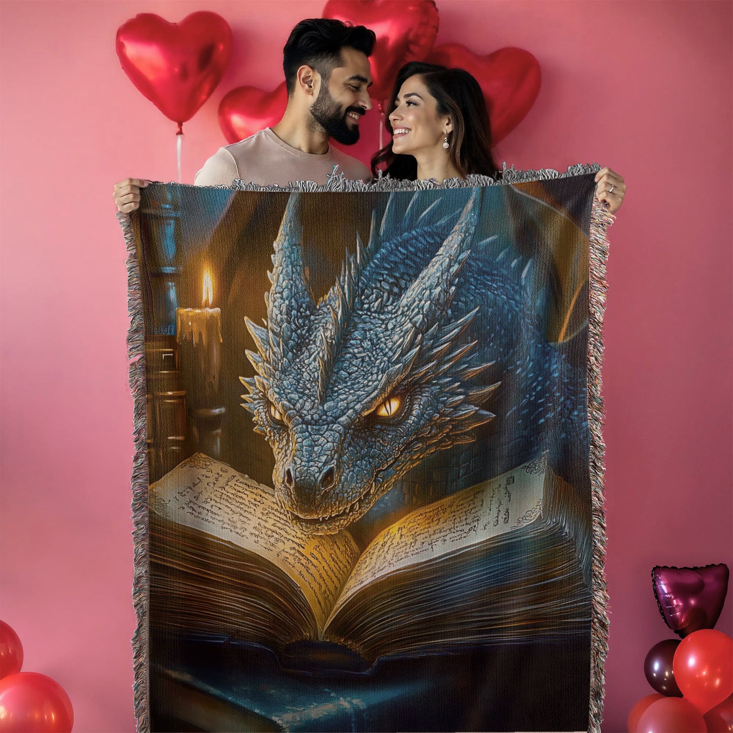 The Bookwyrm Woven Blanket – Guardian of Forgotten Lore