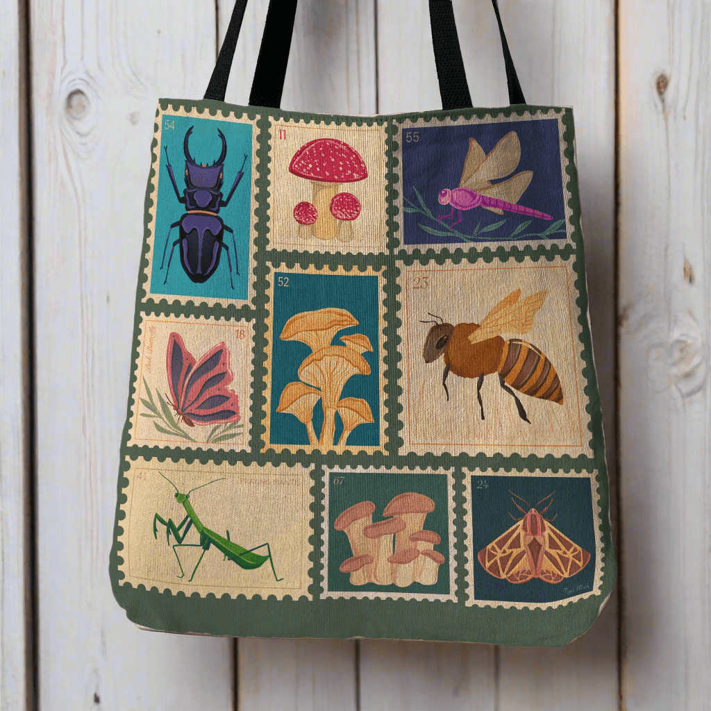 Botanical Stamps Woven Tapestry Tote – Nature - Inspired & Uniquely Crafted - Offbeat Opulence