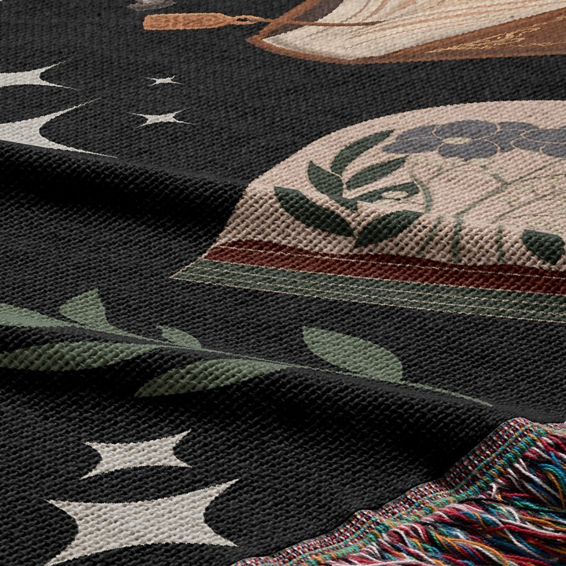 Dark Academia Woven Tapestry Blanket – A Scholar's Dream - Offbeat Opulence