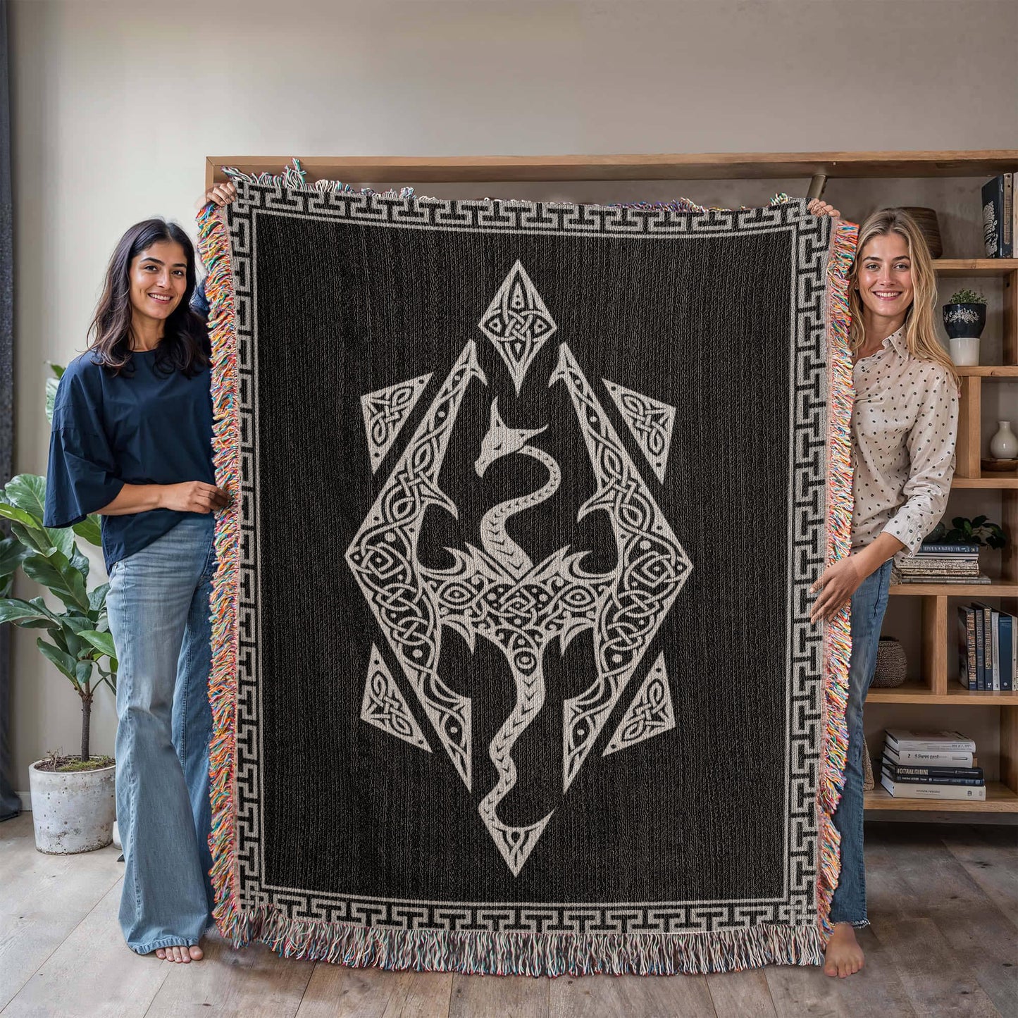 Dragon Seal Woven Blanket - A Legacy of Elder Power & Destiny - Offbeat Opulence