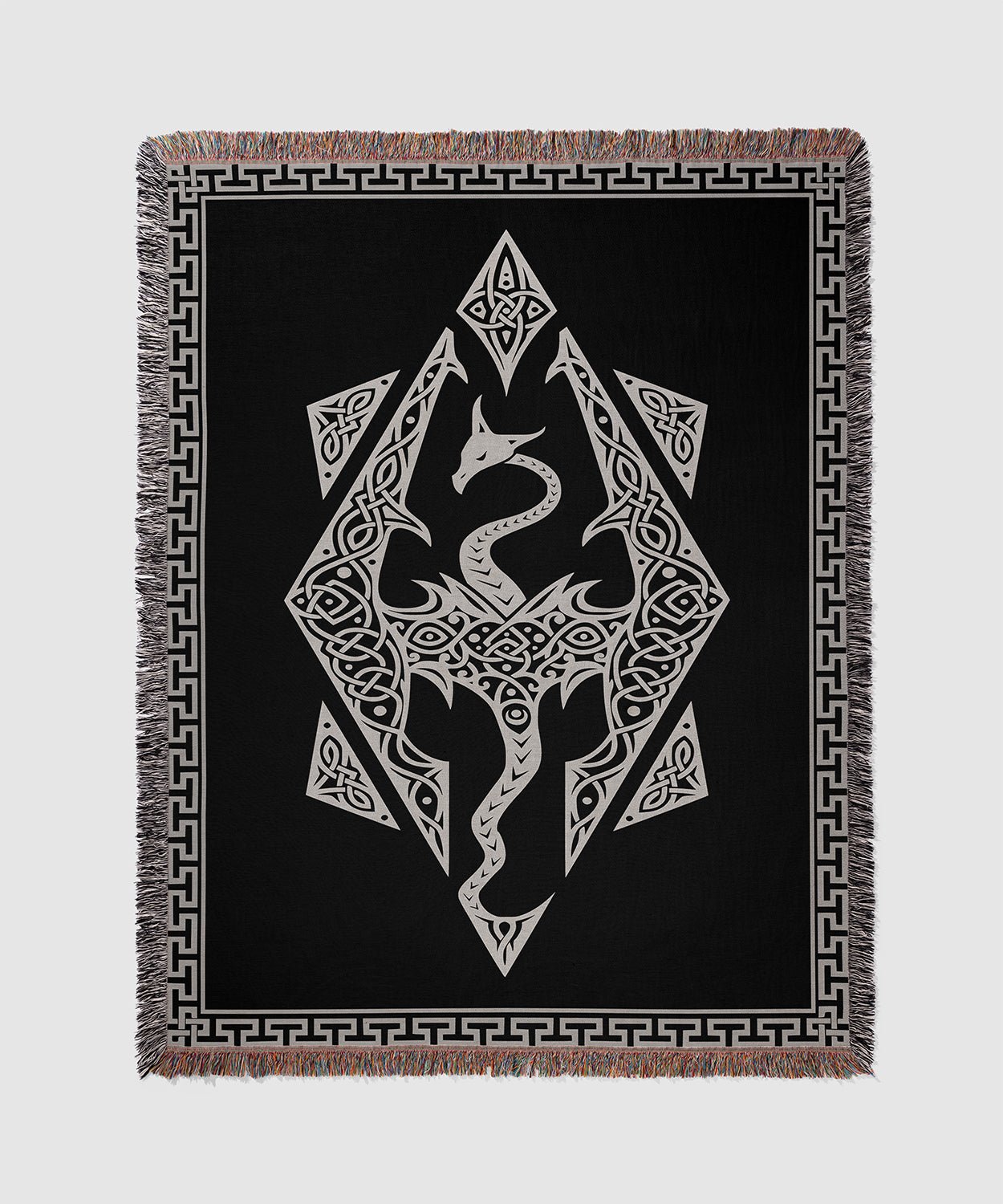 Dragon Seal Woven Blanket - A Legacy of Elder Power & Destiny - Offbeat Opulence