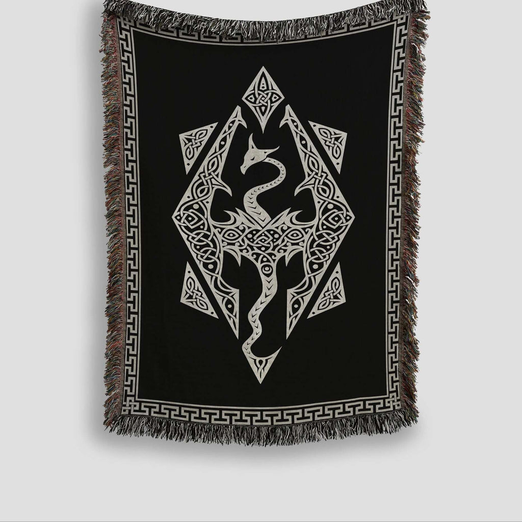 Dragon Seal Woven Blanket - A Legacy of Elder Power & Destiny-Offbeat Opulence