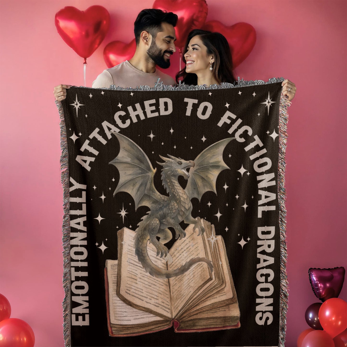 Emotionally Attached to Fictional Dragons – Woven Blanket - Offbeat Opulence