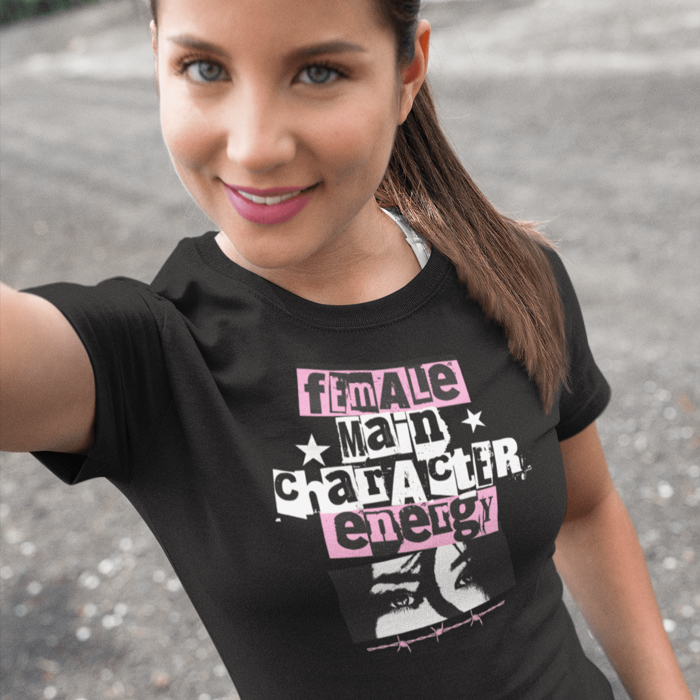 Female Main Character Energy – Retro ’80s Punk Tee - Offbeat Opulence