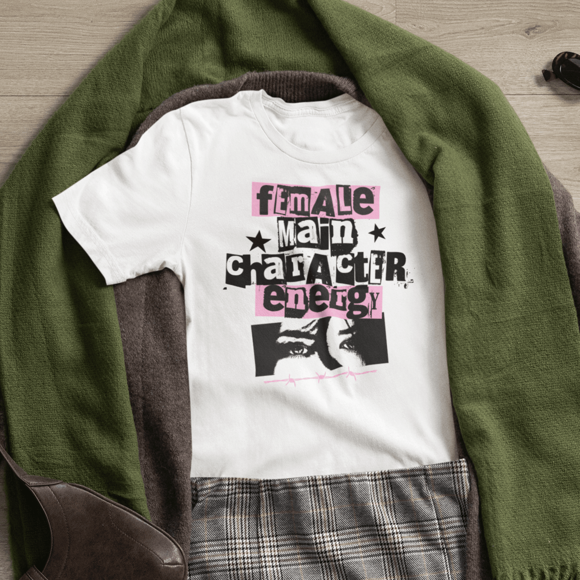 Female Main Character Energy – Retro ’80s Punk Tee - Offbeat Opulence