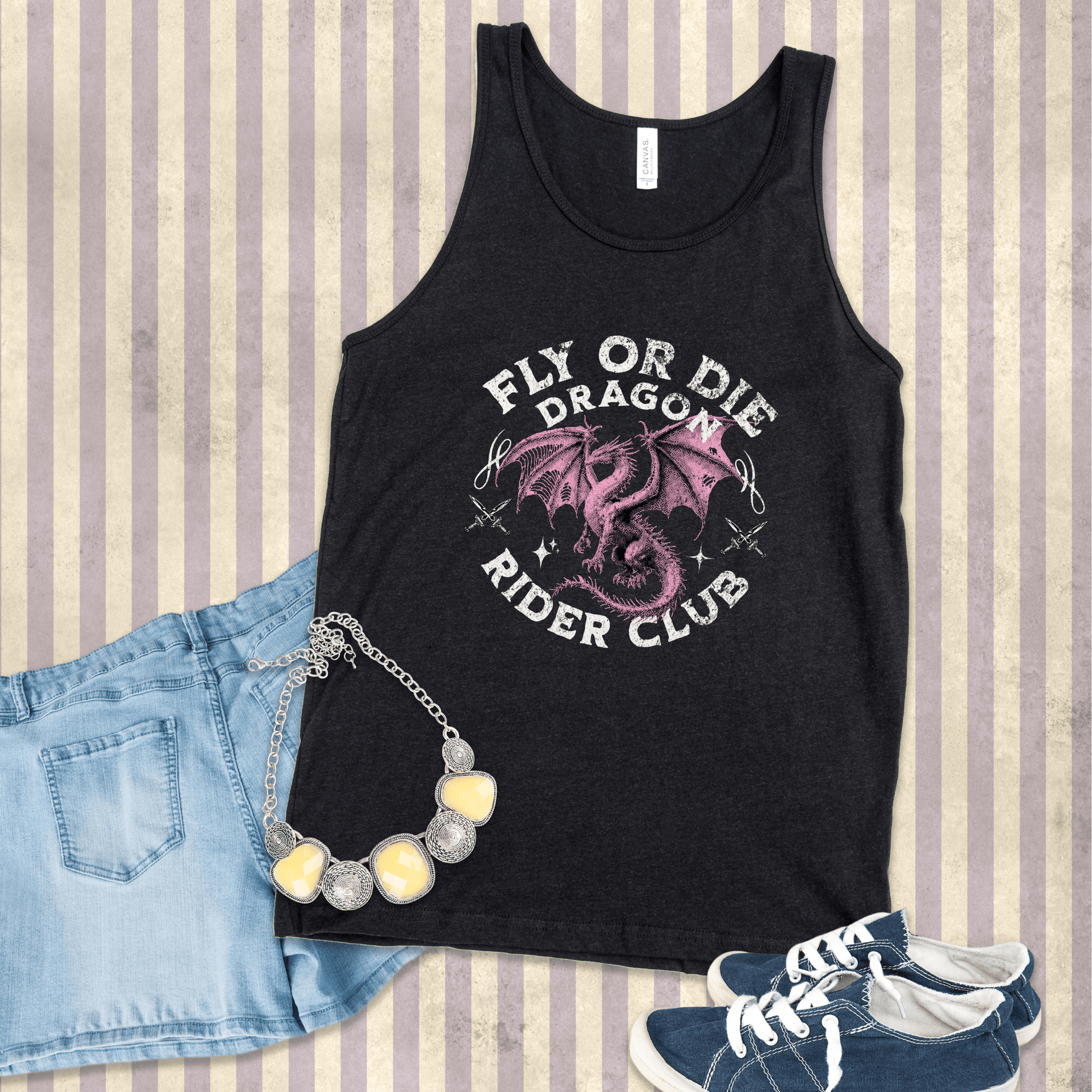 Fly or Die Dragon Rider Club Tank Top – Romantasy - Inspired Graphic - Offbeat Opulence