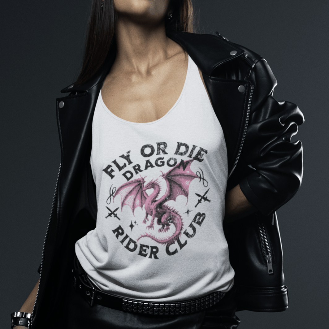 Fly or Die Dragon Rider Club Tank Top – Romantasy - Inspired Graphic - Offbeat Opulence