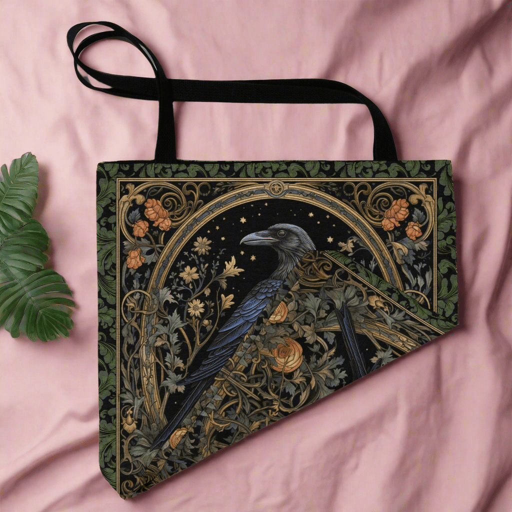 Gothic Raven & Ivy Woven Tapestry Tote – Timeless Elegance Meets Durability - Offbeat Opulence