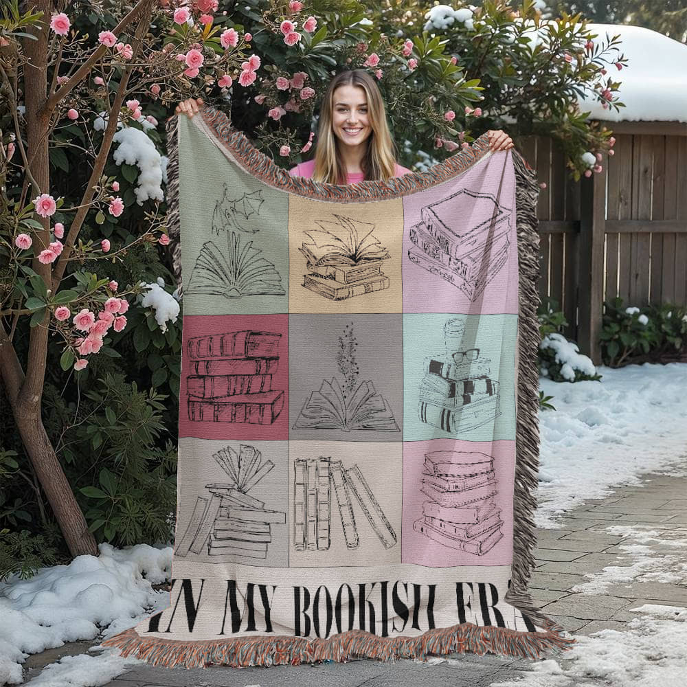 In My Bookish Era Woven Blanket – A Cozy Celebration of All Things Bookish-Offbeat Opulence
