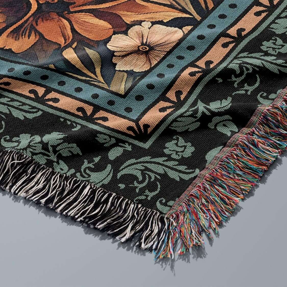 Jackalope Legend Woven Tapestry Blanket – A Mythical Masterpiece-Offbeat Opulence