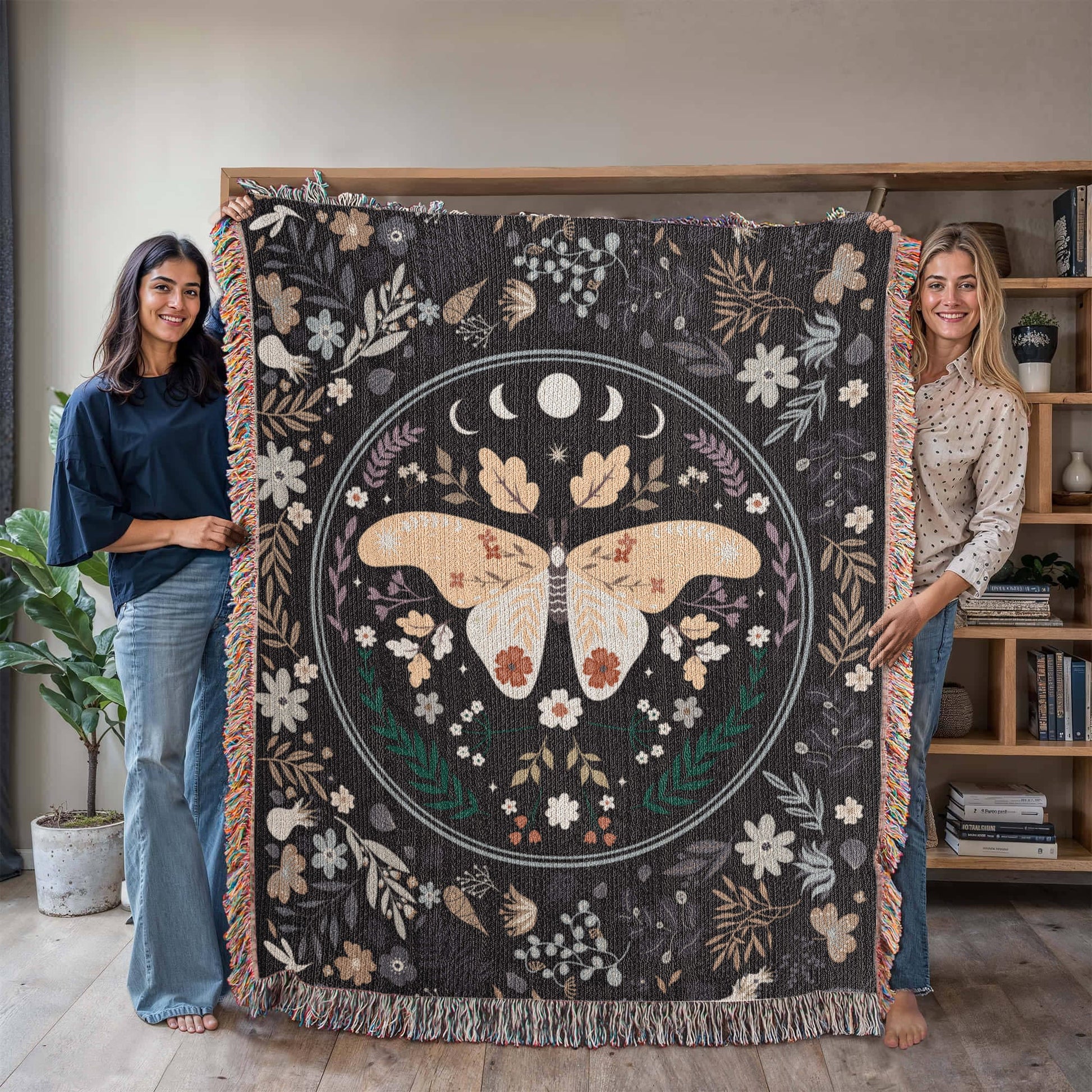 Lunar Moth Woven Tapestry Blanket – A Dream in Threads - Offbeat Opulence