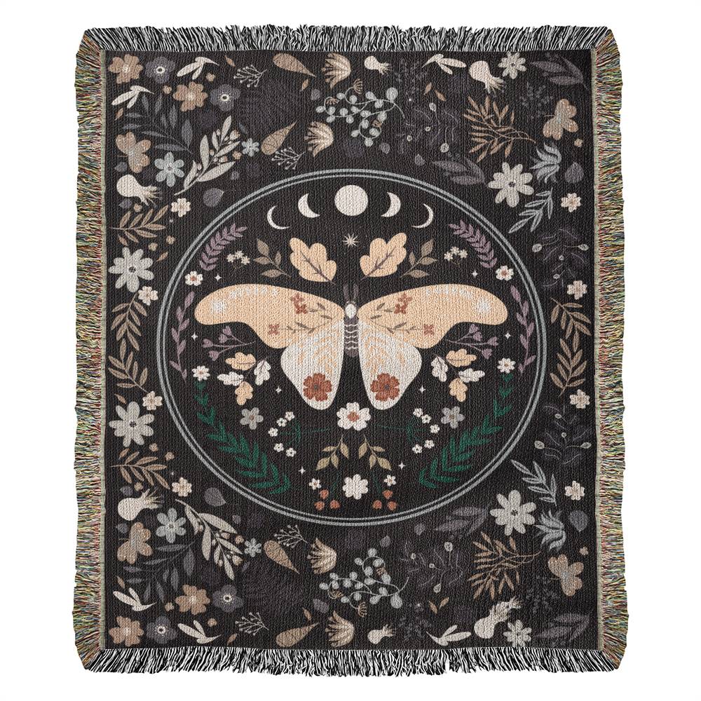 Lunar Moth Woven Tapestry Blanket – A Dream in Threads - Offbeat Opulence