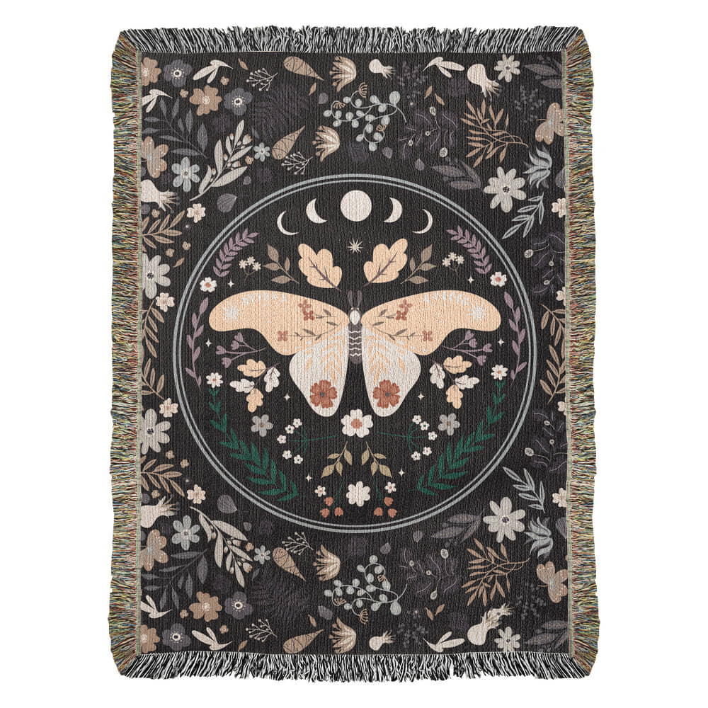 Lunar Moth Woven Tapestry Blanket – A Dream in Threads - Offbeat Opulence