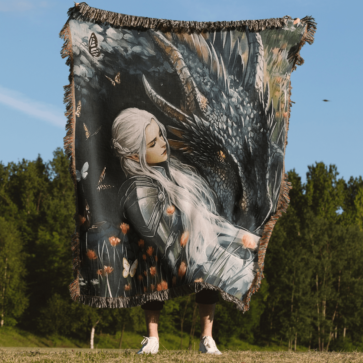 Manon & Abraxos Wildflower Woven Blanket – A Tribute to Loyalty, Strength, and Softness-Offbeat Opulence