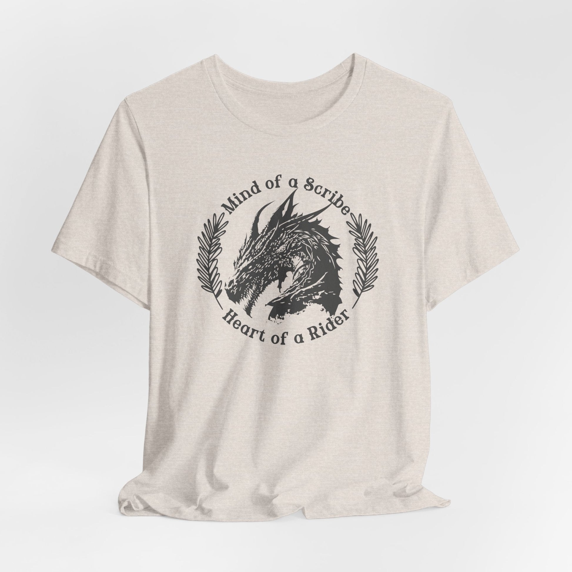 Mind of a Scribe, Heart of a Rider T-Shirt – Fourth Wing Inspired Graphic Tee for Dragon Girls - Offbeat Opulence