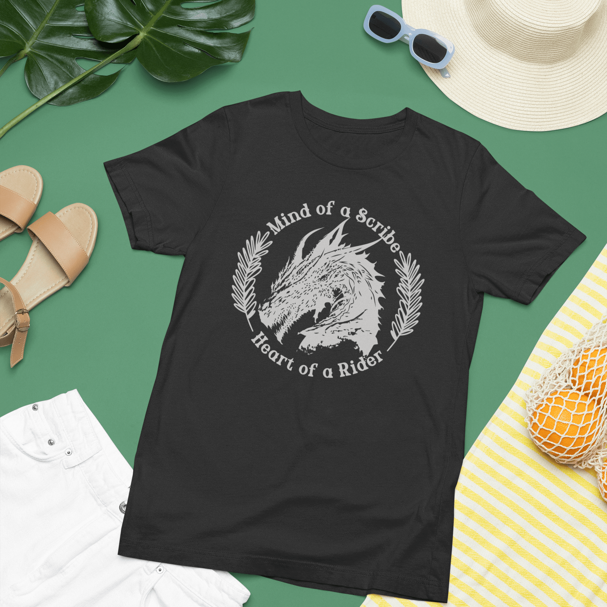 Mind of a Scribe, Heart of a Rider T-Shirt – Fourth Wing Inspired Graphic Tee for Dragon Girls - Offbeat Opulence